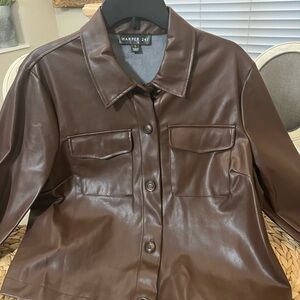 Faux leather, chocolate brown jacket